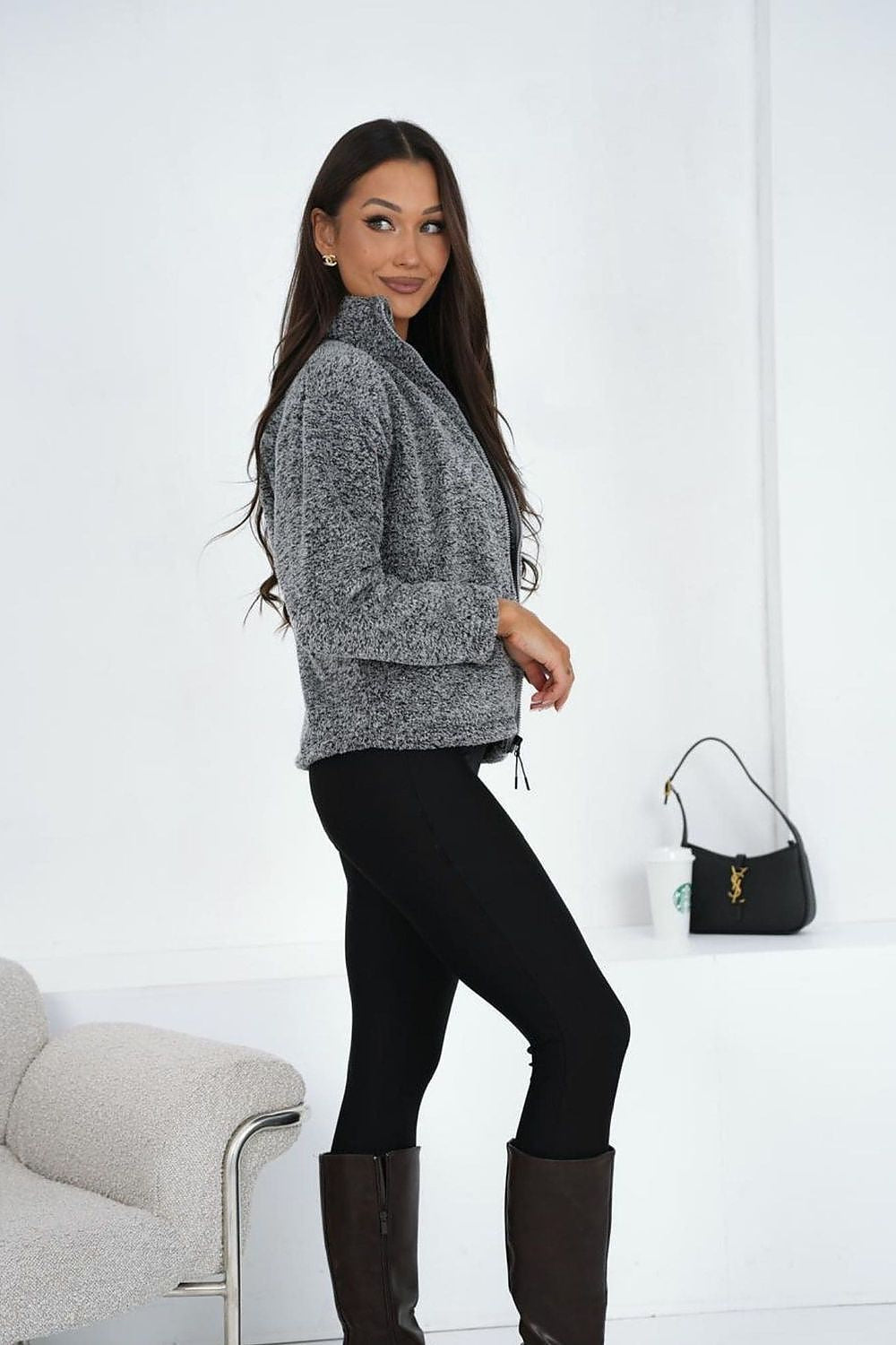 Women Regular Plain-Solid Zip-Up Sweatshirt Essential Fit-Women Sweatshirt-LeStyleParfait