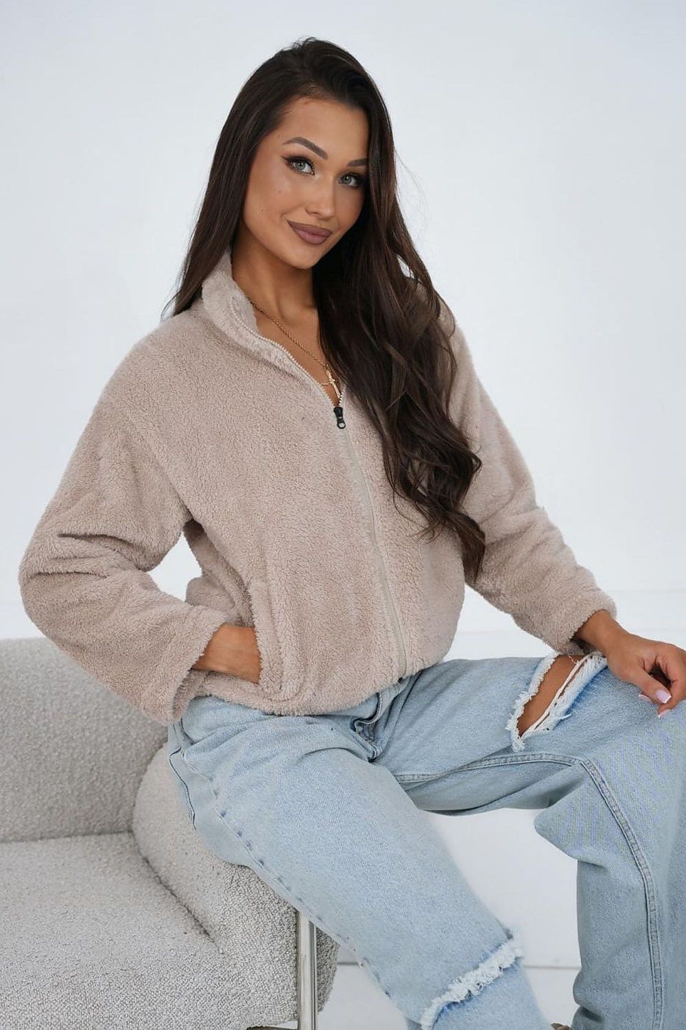 Women Regular Plain-Solid Zip-Up Sweatshirt Essential Fit-Women Sweatshirt-LeStyleParfait