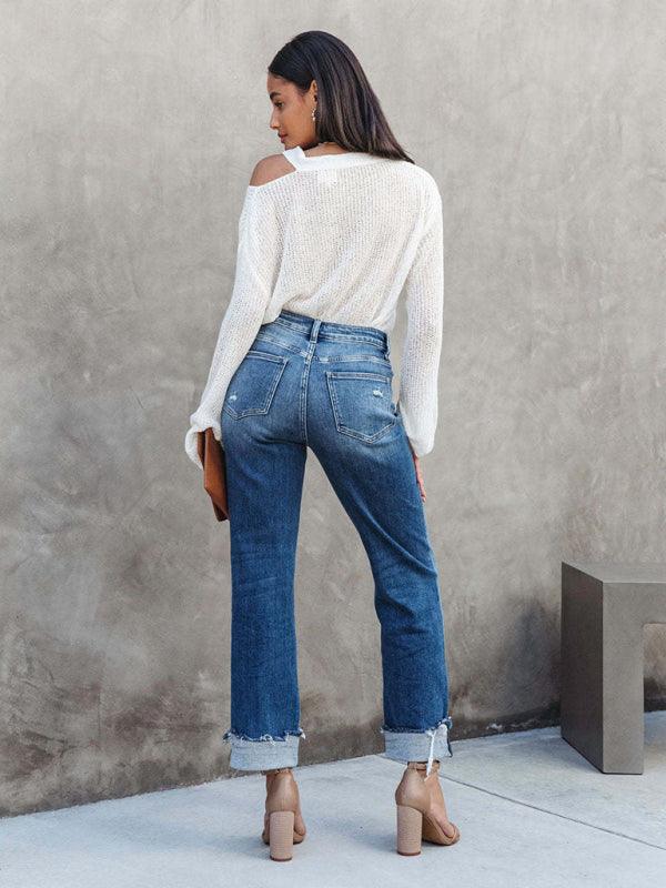 Women's Asymmetrical Flyer Jeans - Women Jeans - LeStyleParfait Kenya