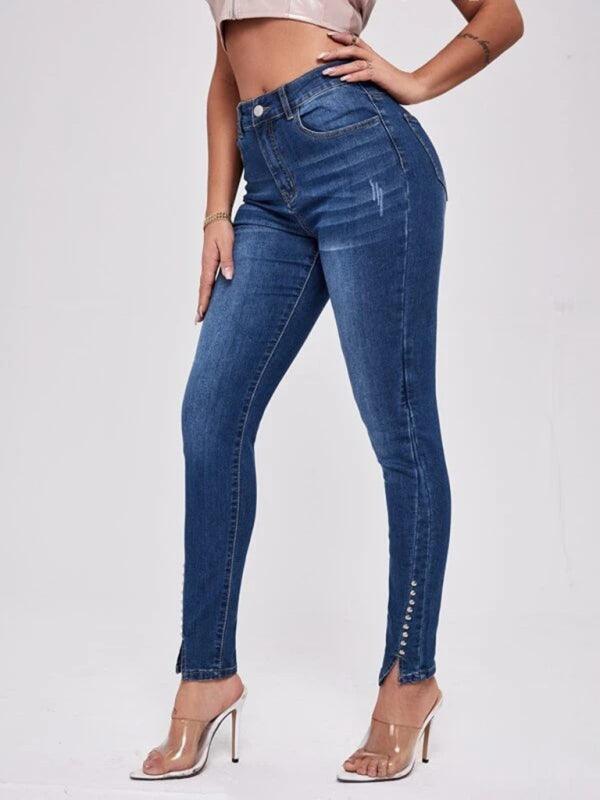 Women's Beaded Slit Jeans - Women Jeans - LeStyleParfait Kenya