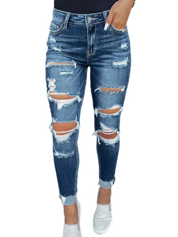 Women's Distressed Skinny Jeans - Lined - Women Jeans - LeStyleParfait Kenya