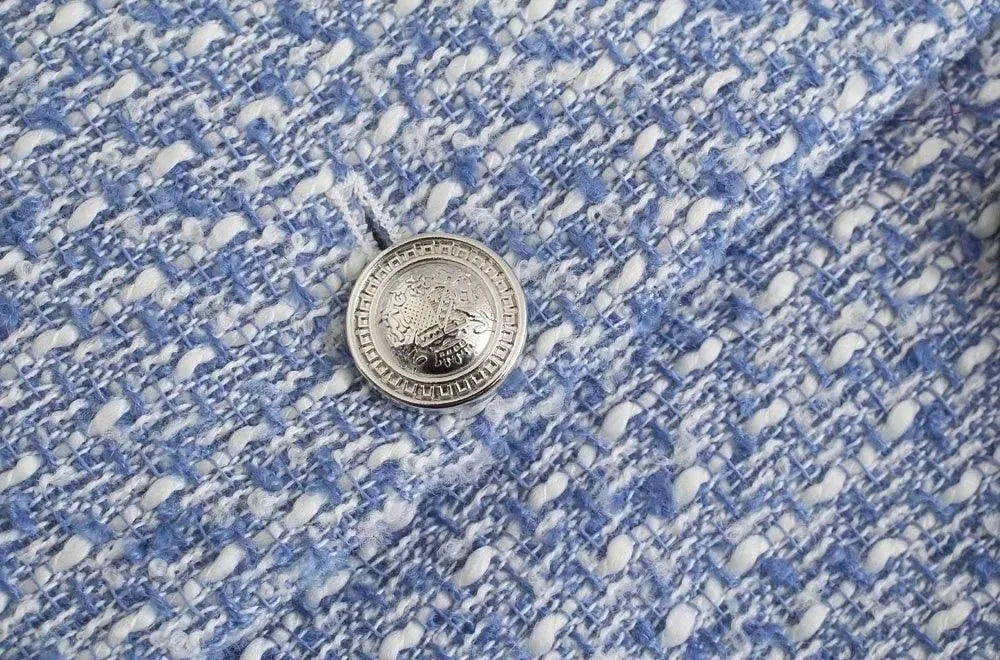 Women's Double-Breasted Tweed Blazer - Tweed Blazer - LeStyleParfait