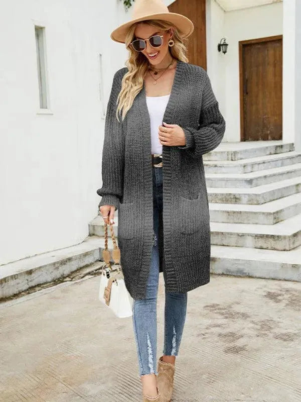 Women’s Gradient Knit Cardigan Sweater – V-Neck Button