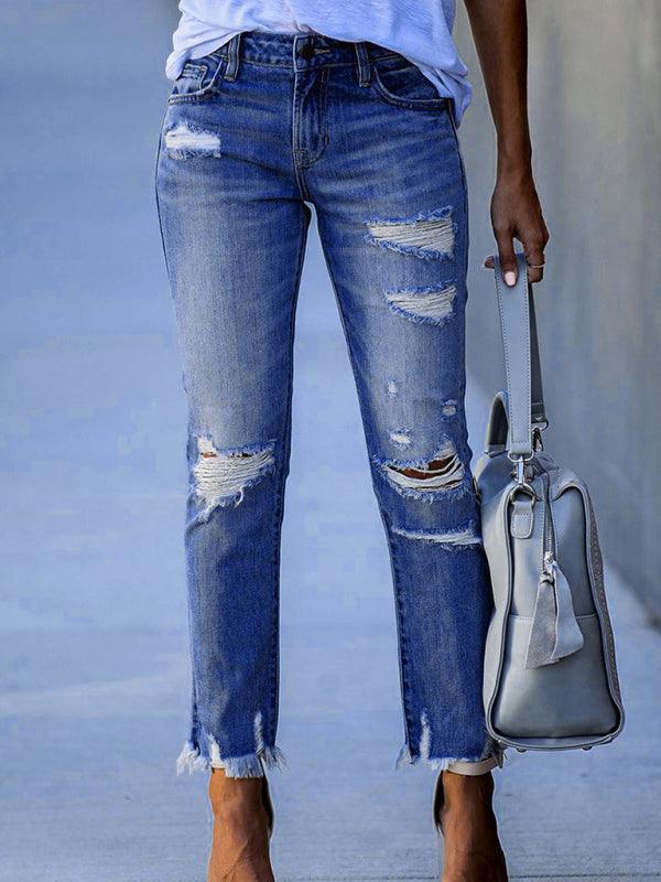 Women’s Ripped Straight Leg Jeans - Women Jeans - LeStyleParfait Kenya