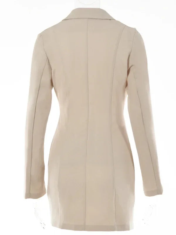 Women's Sexy Fake Two Piece Lapel Long Sleeve Blazer Dress