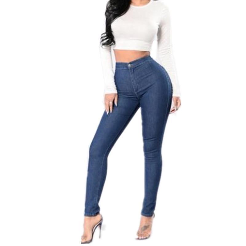 Women Skinny Jeans High Waist Blue - Pants - LeStyleParfait Kenya