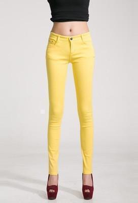 Women Skinny Jeans, Pencil Pants, Yellow - Pants - LeStyleParfait Kenya