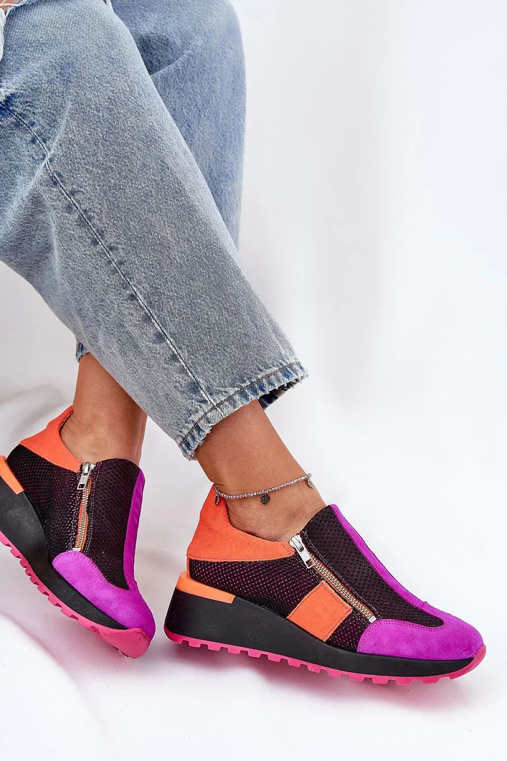Women Slip-On Platform Sneakers Zipper Casual Travel Shoes-women sneakers-LeStyleParfait