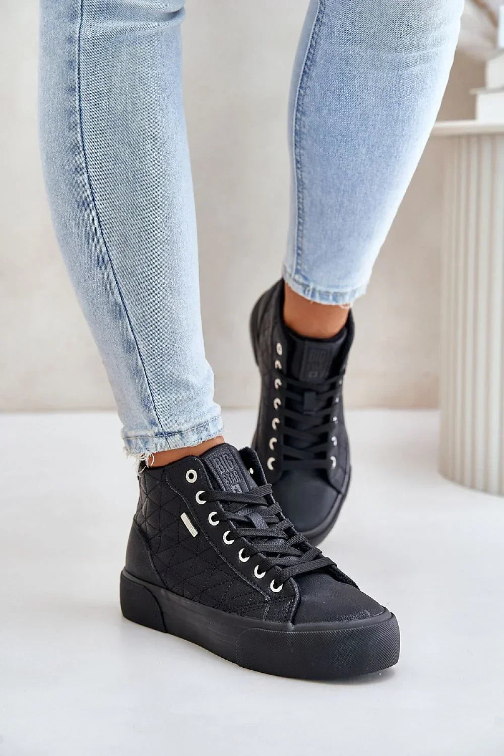 Women Stitched High Top Platform Sneakers Winter Casual Shoes-women sneakers-LeStyleParfait