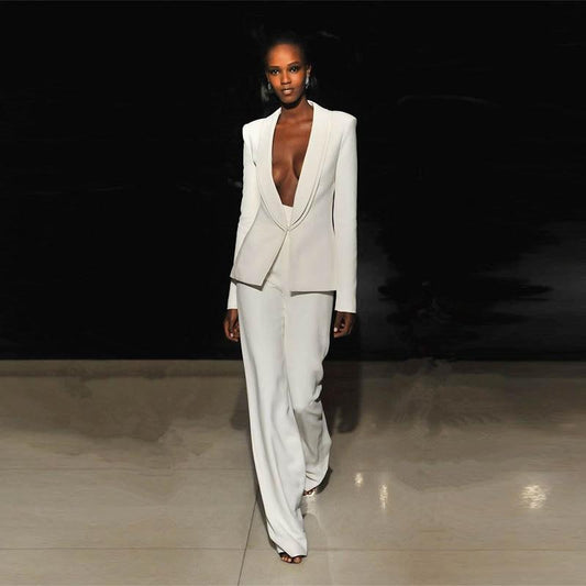 Women Suit Pants, White - Suit - LeStyleParfait Kenya