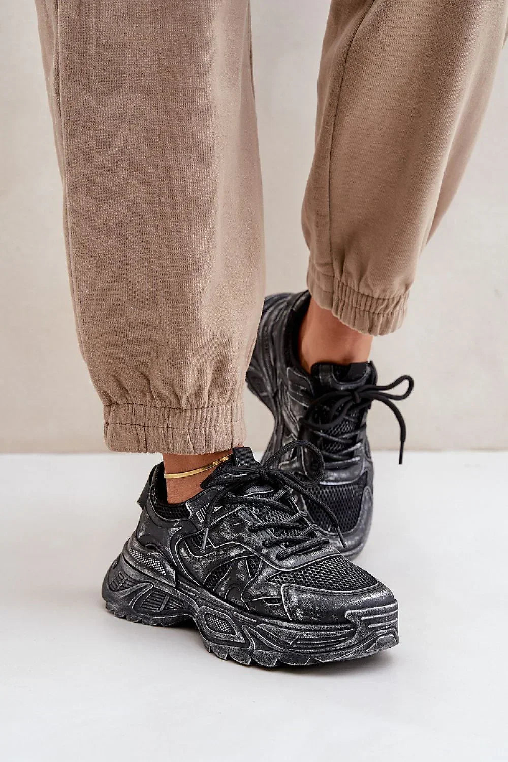 Women Textured Chunky Platform Sneakers Casual Commuter Shoes-women sneakers-LeStyleParfait