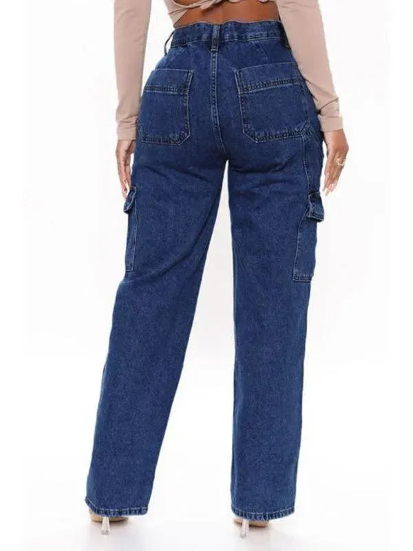 Women Wide Legs Cargo Jeans - Women Jeans - LeStyleParfait