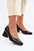Women's Almond Toe Mid Block Heel Pumps-Pumps Shoes-LeStyleParfait