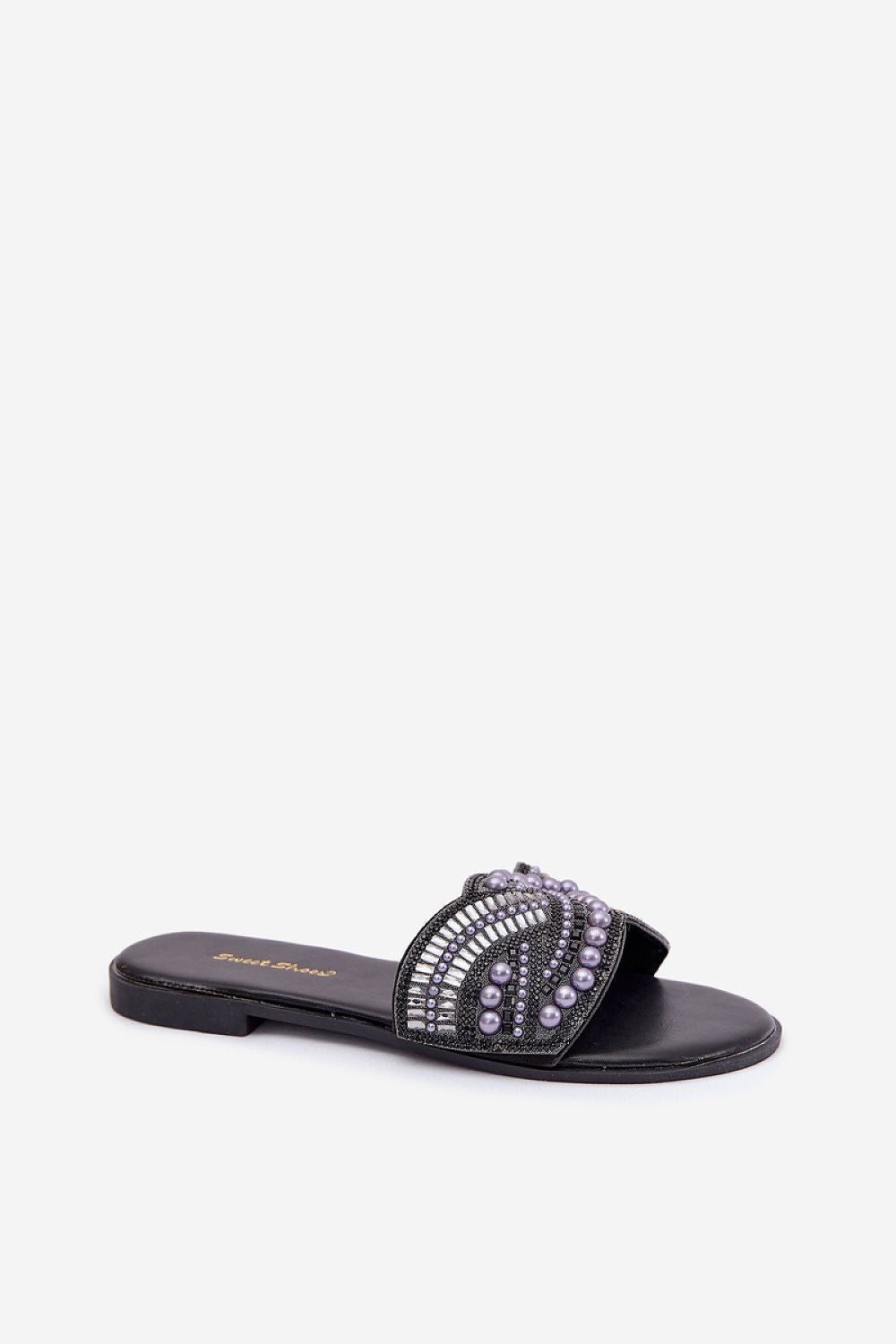Women’s Beaded Crystal Flat Sandals-Women's Sandals-LeStyleParfait