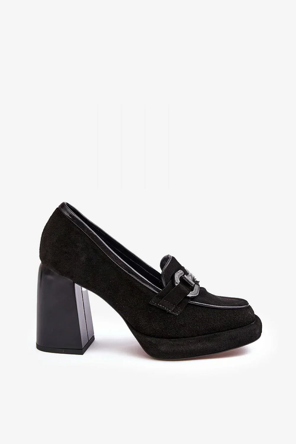 Women's Black Leather Platform Block Heel Pumps-Pumps Shoes-LeStyleParfait