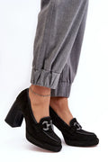 Women's Black Leather Platform Block Heel Pumps-Pumps Shoes-LeStyleParfait