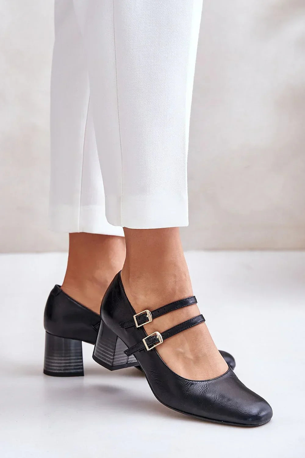 Women's Black Mary Jane Block Heel Pumps-Pumps Shoes-LeStyleParfait