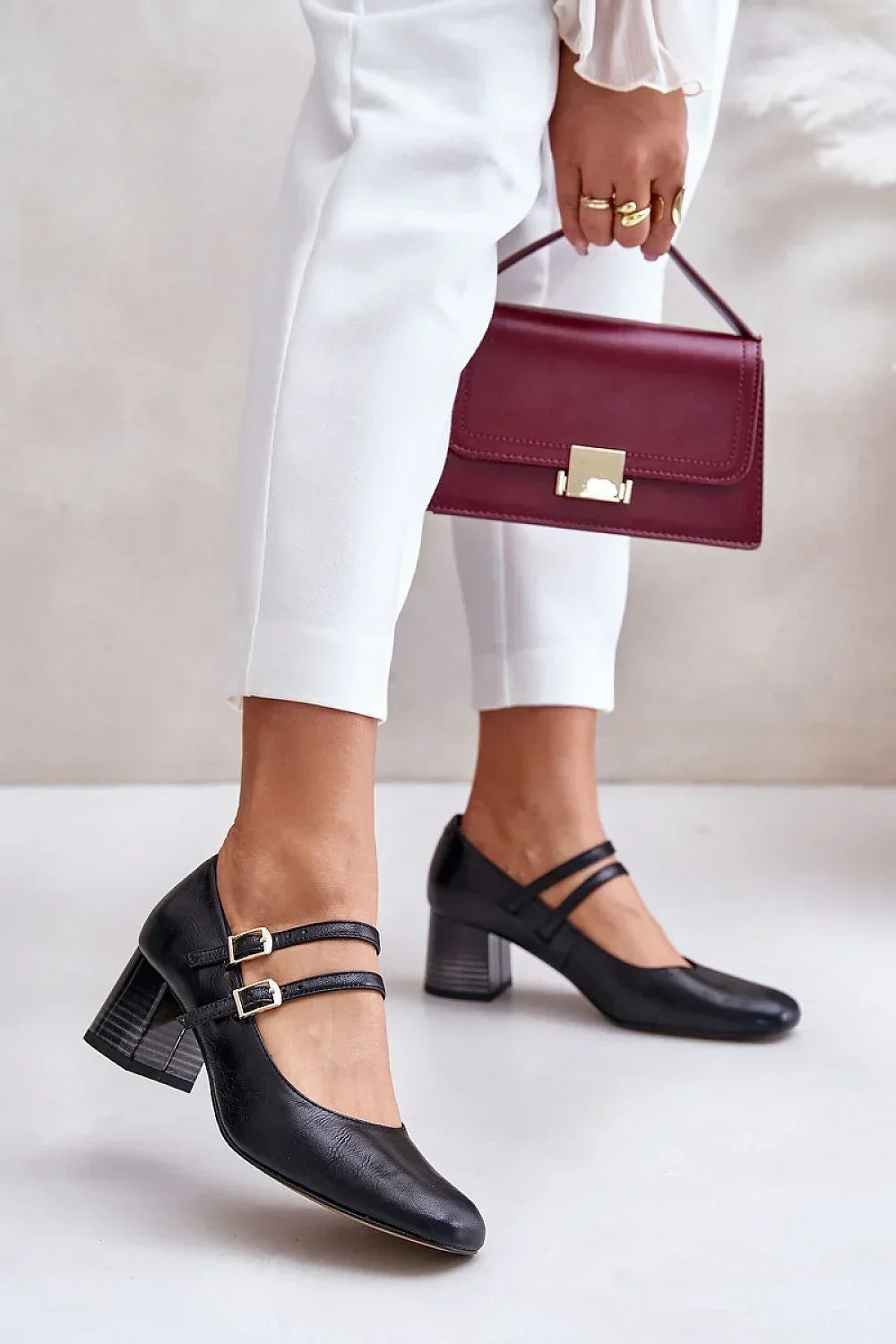 Women's Black Mary Jane Block Heel Pumps-Pumps Shoes-LeStyleParfait
