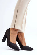 Escarpins Femme noirs en satin à talon carré-Escarpins Femme-LeStyleParfait
