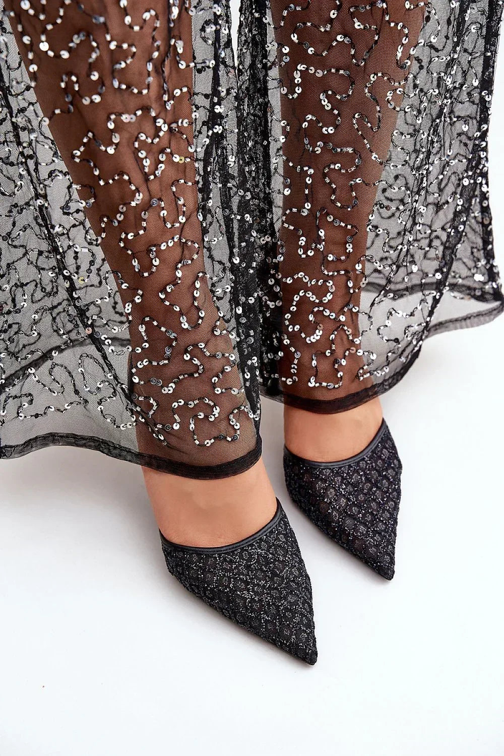 Escarpins Femme noirs à sequins et talon aiguille-Escarpins Femme-LeStyleParfait