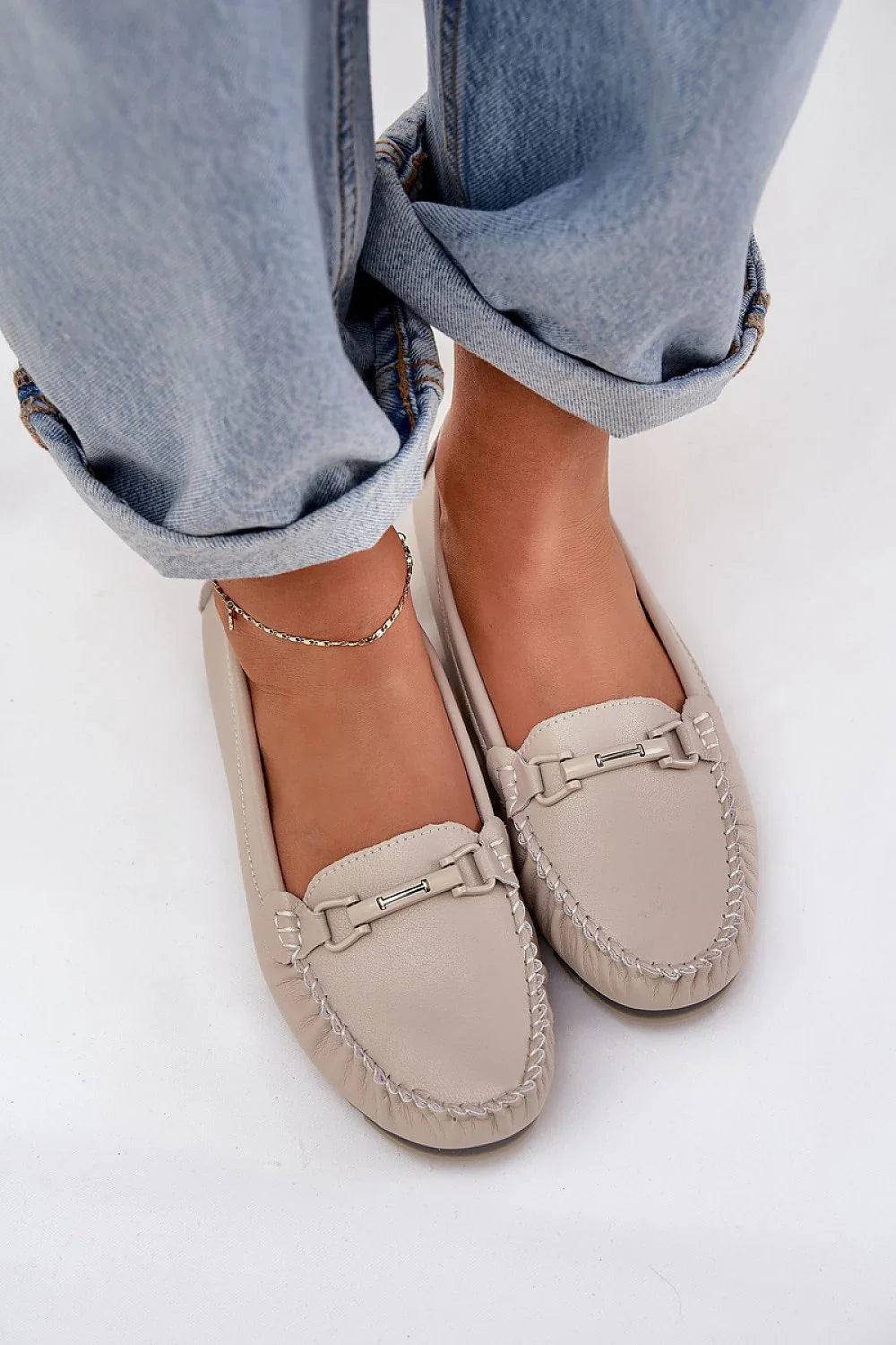 Women’s blue leather driving moccasin loafers, flat casual women’s driving shoes