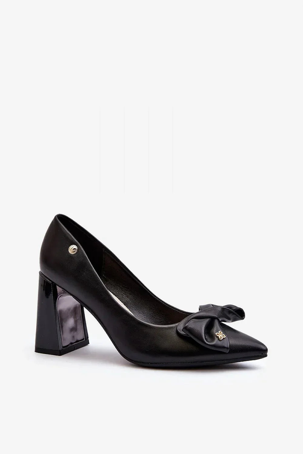 Women's Bow Pointed Toe Block Heel Pumps-Pumps Shoes-LeStyleParfait