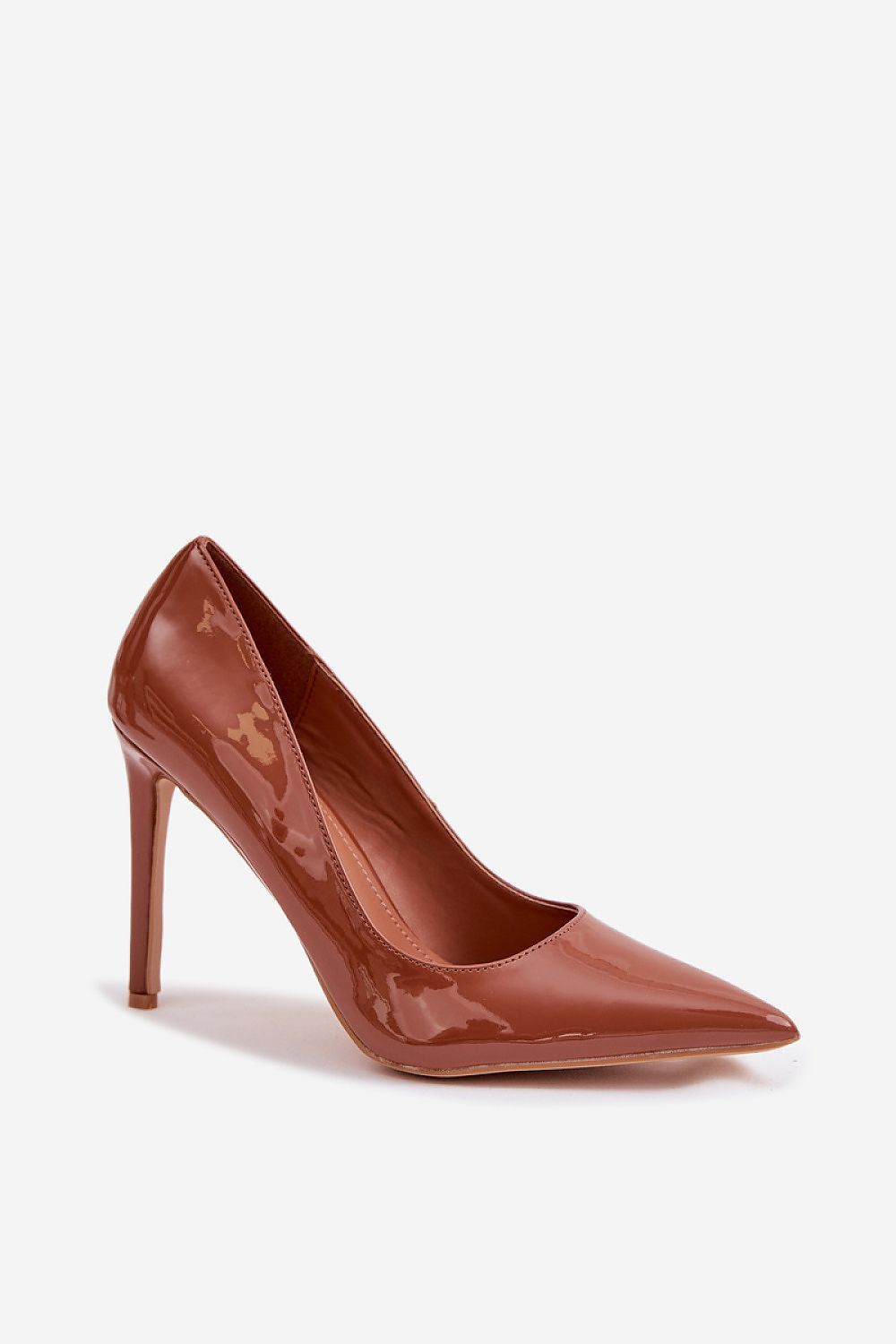 Women's Brown Patent Pointed Toe Stiletto Pumps-Pumps Shoes-LeStyleParfait