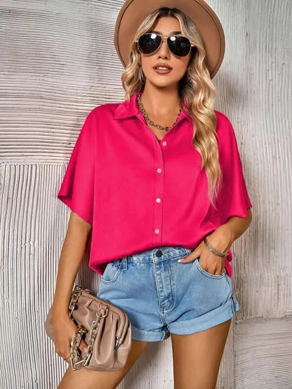Women's Casual Short Sleeve Shirt-Women's Shirts-LeStyleParfait