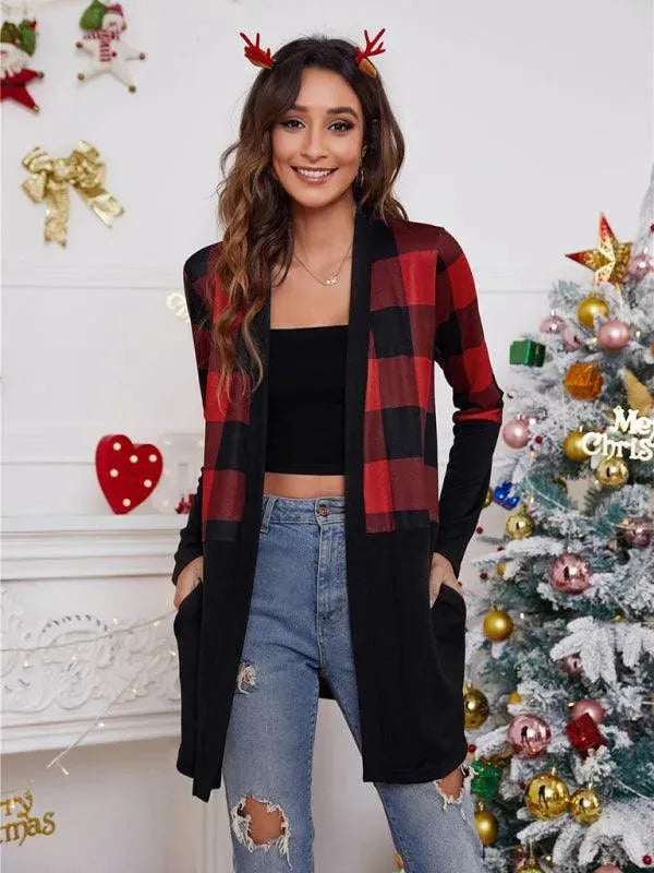 Women’s Christmas Print Longline Cardigan Sweater – Winter Knit
