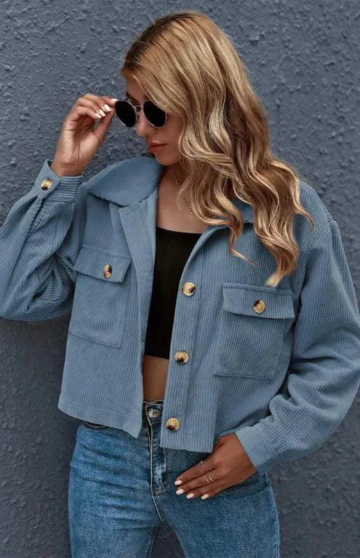 LeStyleParfait Women's Jackets Trucker Jakcet Buttons Turn Down Collar Long Sleeves Plain-Solid-Trucker Jacket