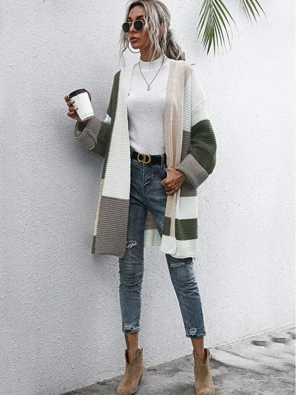 Women’s Crew Neck Longline Cardigan Sweater – Cozy Knit