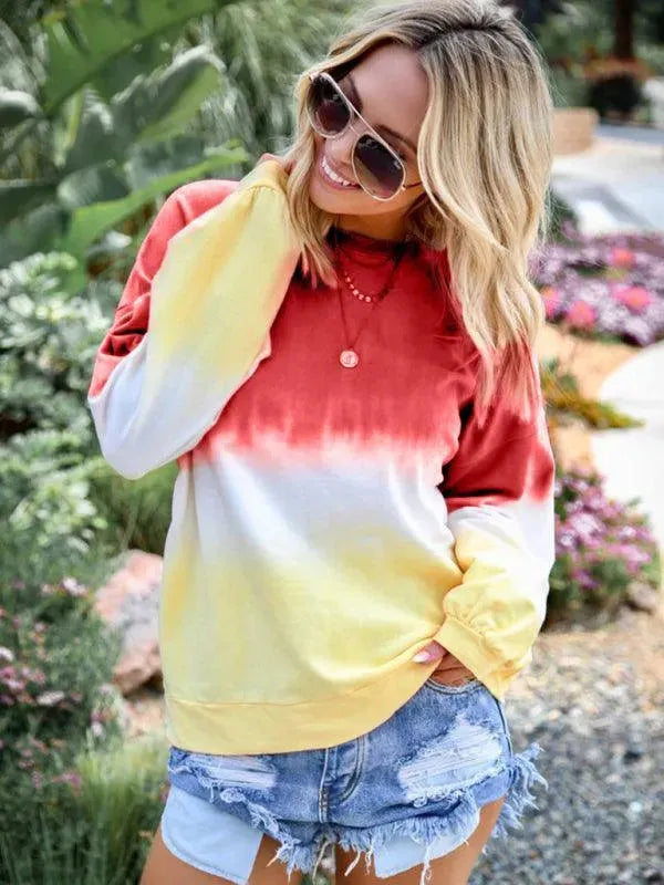 Women's Gradient Knit Casual Sweatshirt-Women Sweatshirt-LeStyleParfait