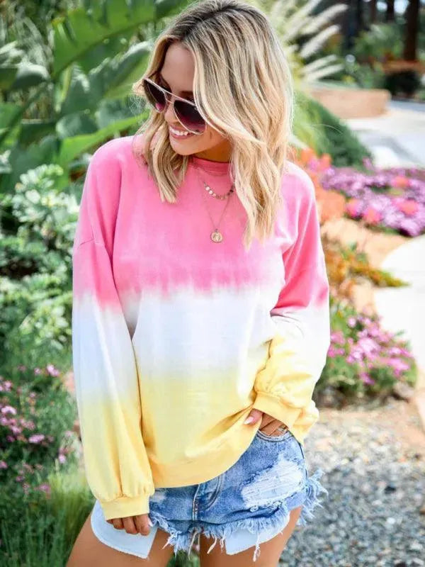 Women's Gradient Knit Casual Sweatshirt-Women Sweatshirt-LeStyleParfait