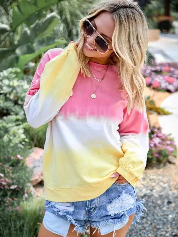 Women's Gradient Knit Casual Sweatshirt-Women Sweatshirt-LeStyleParfait