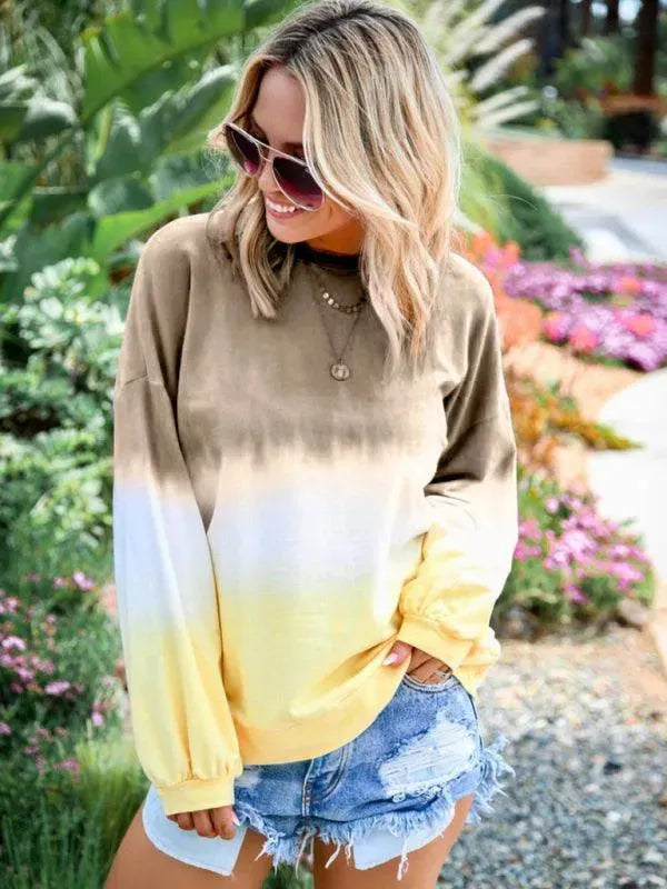 Women's Gradient Knit Casual Sweatshirt-Women Sweatshirt-LeStyleParfait