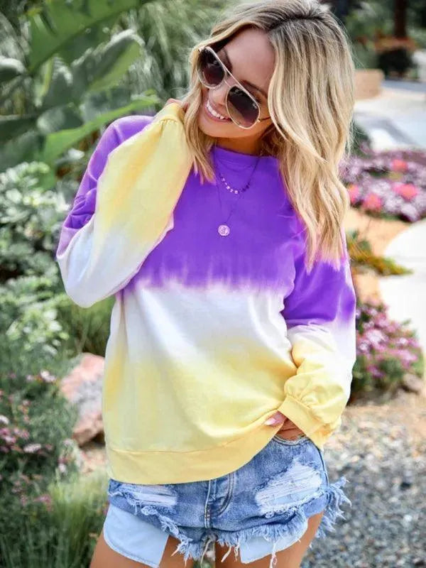 Women's Gradient Knit Casual Sweatshirt-Women Sweatshirt-LeStyleParfait