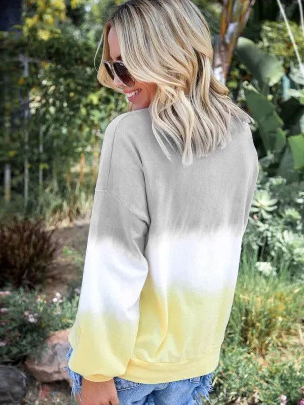 Women's Gradient Knit Casual Sweatshirt-Women Sweatshirt-LeStyleParfait