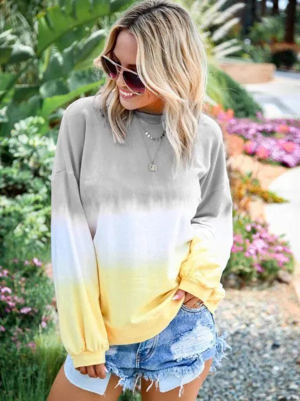 Women's Gradient Knit Casual Sweatshirt-Women Sweatshirt-LeStyleParfait