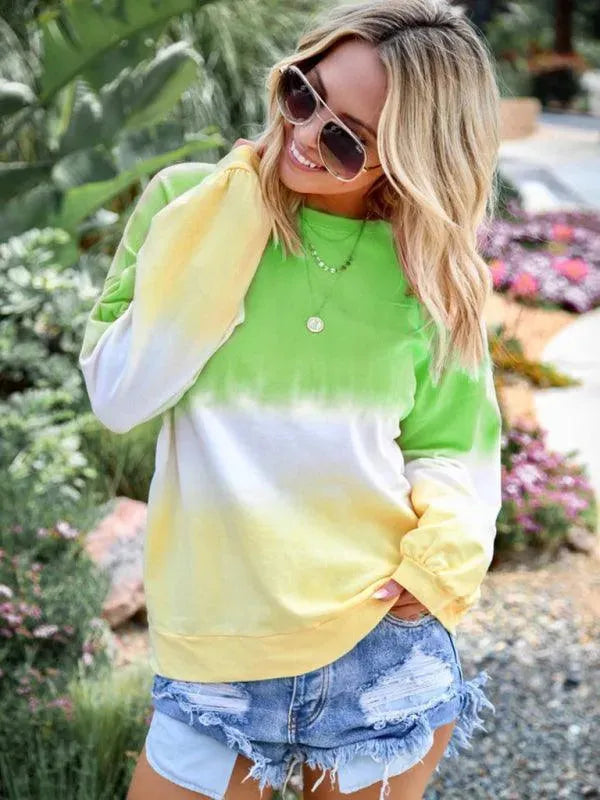 Women's Gradient Knit Casual Sweatshirt-Women Sweatshirt-LeStyleParfait
