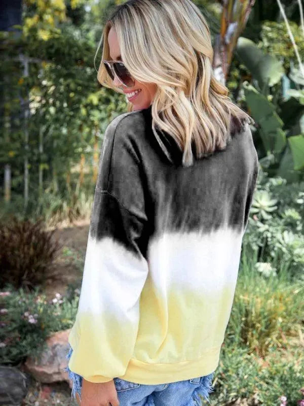 Women's Gradient Knit Casual Sweatshirt-Women Sweatshirt-LeStyleParfait