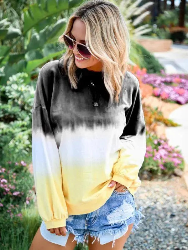 Women's Gradient Knit Casual Sweatshirt-Women Sweatshirt-LeStyleParfait