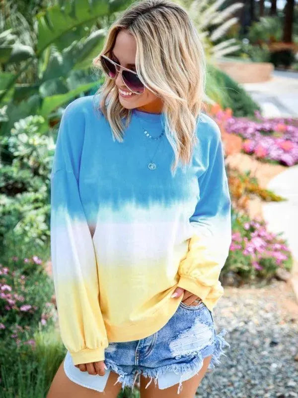 Women's Gradient Knit Casual Sweatshirt-Women Sweatshirt-LeStyleParfait
