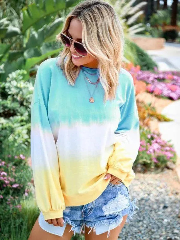 Women's Gradient Knit Casual Sweatshirt-Women Sweatshirt-LeStyleParfait