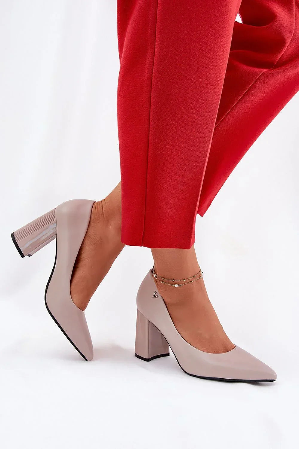 Escarpins Femme gris à talon carré-Escarpins Femme-LeStyleParfait
