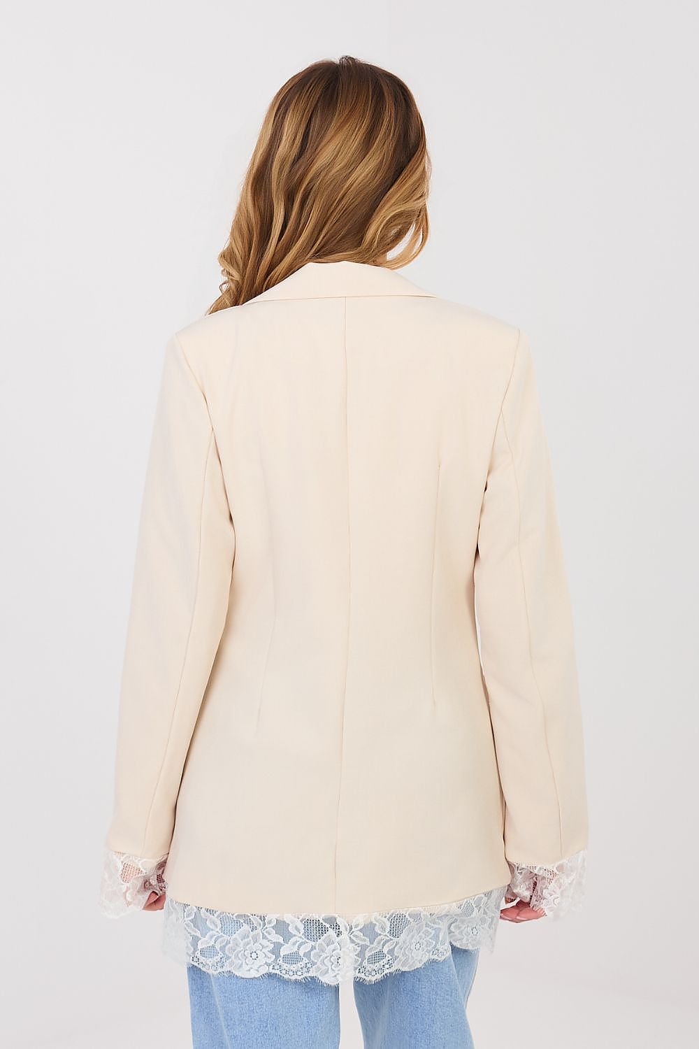 Women's Lace Trim Blazer Structured Office Style-women's jacket-LeStyleParfait