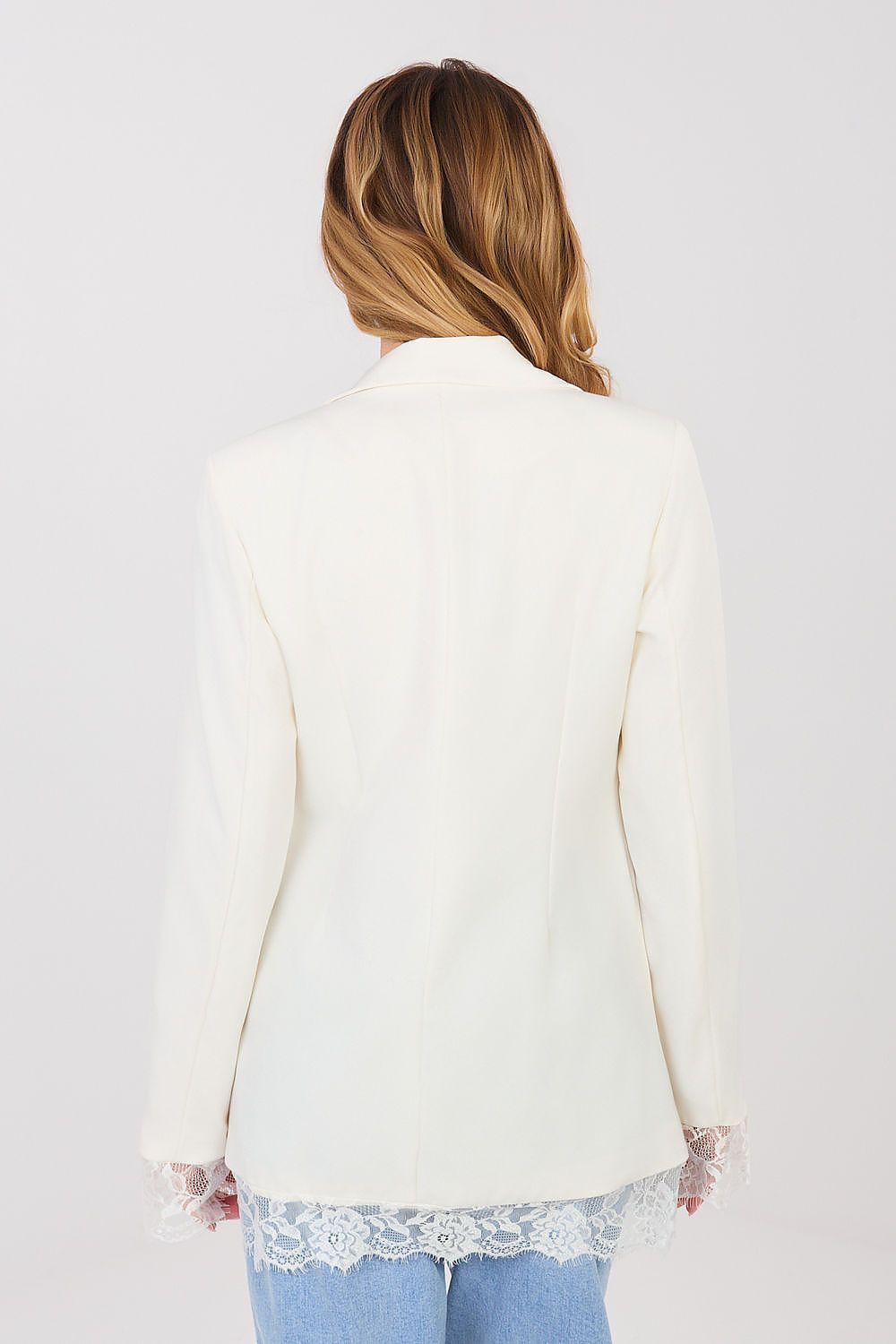 Women's Lace Trim Blazer Structured Office Style-women's jacket-LeStyleParfait