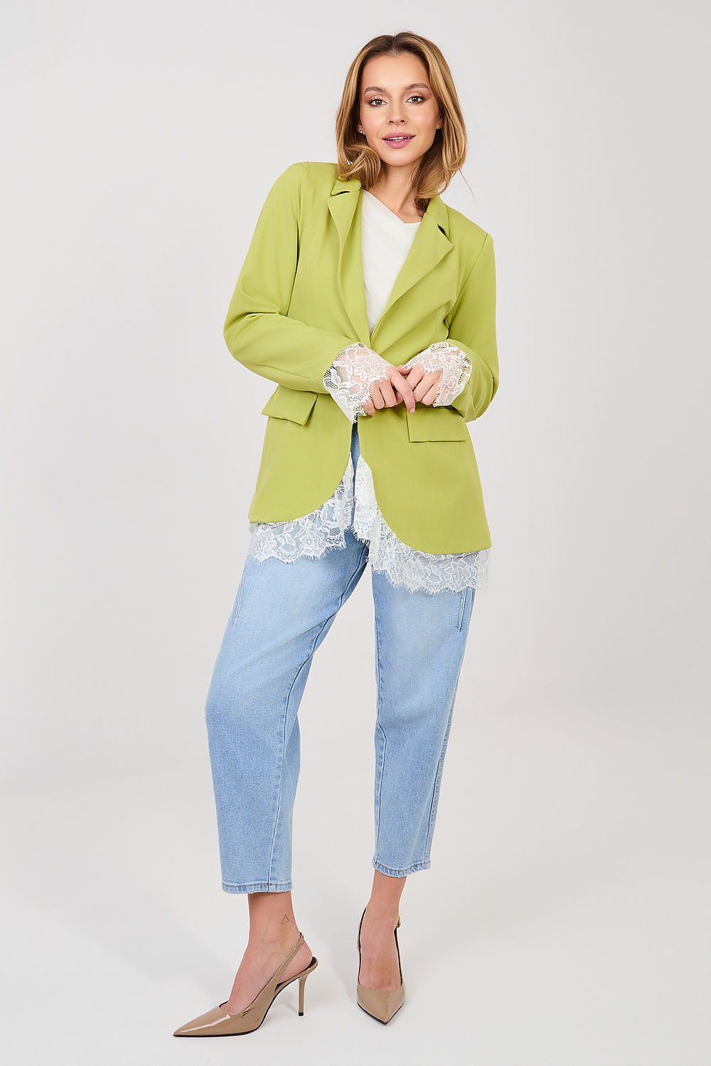 Women's Lace Trim Blazer Structured Office Style-women's jacket-LeStyleParfait