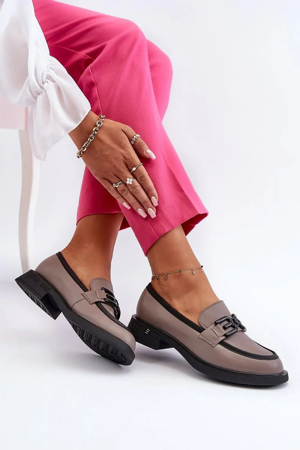 Women’s leather moc toe loafers, black office loafers for women from the Women’s Loafers collection