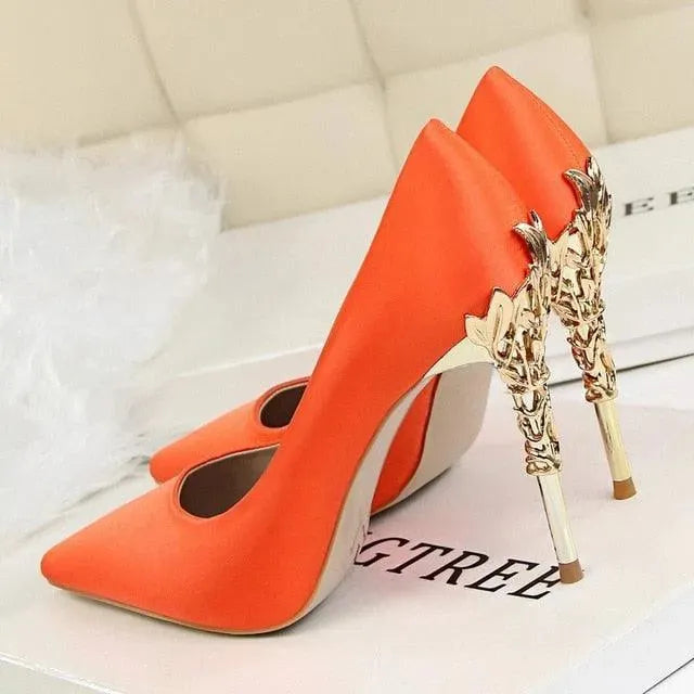 Women's Leather Pointed Toe Bridal Stiletto Pumps-Pumps Shoes-LeStyleParfait