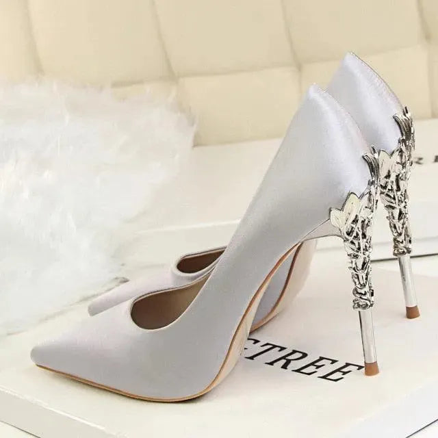 Women's Leather Pointed Toe Bridal Stiletto Pumps-Pumps Shoes-LeStyleParfait